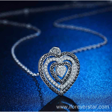 925 silver pendant pave heart charm